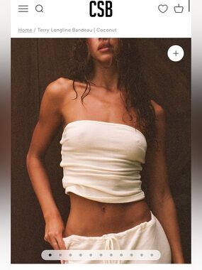 CSB Coconut Terry Longline Bandeau - Coconut White